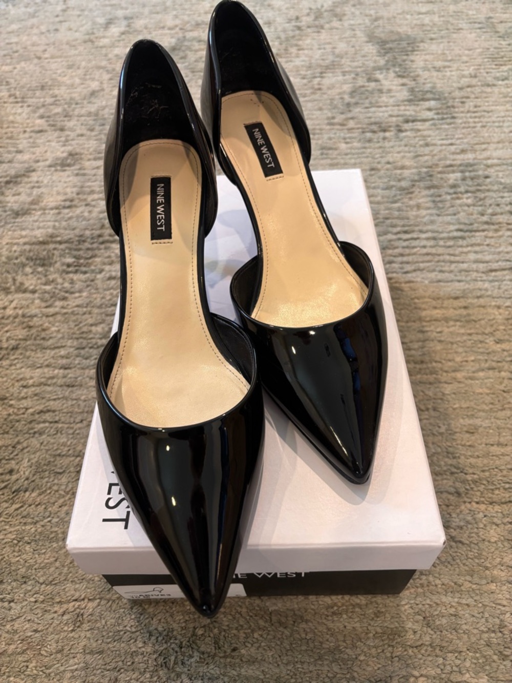 Nine West Black Patent Pointed D'Orsay Pumps